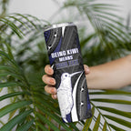 Personalised New Zealand Kiwi Skinny Tumbler Silver Fern Tribal Pattern