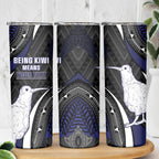 Personalised New Zealand Kiwi Skinny Tumbler Silver Fern Tribal Pattern