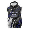 Personalised New Zealand Kiwi Sleeveless Hoodie Silver Fern Tribal Pattern