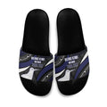 Personalised New Zealand Kiwi Slide Sandals Silver Fern Tribal Pattern