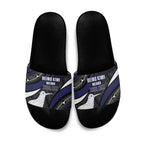 Personalised New Zealand Kiwi Slide Sandals Silver Fern Tribal Pattern