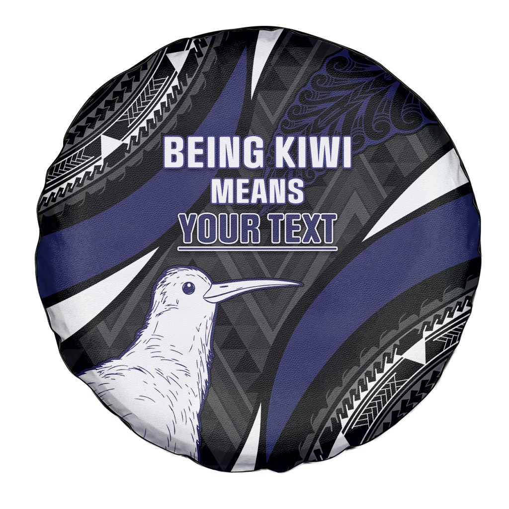 Personalised New Zealand Kiwi Spare Tire Cover Silver Fern Tribal Pattern