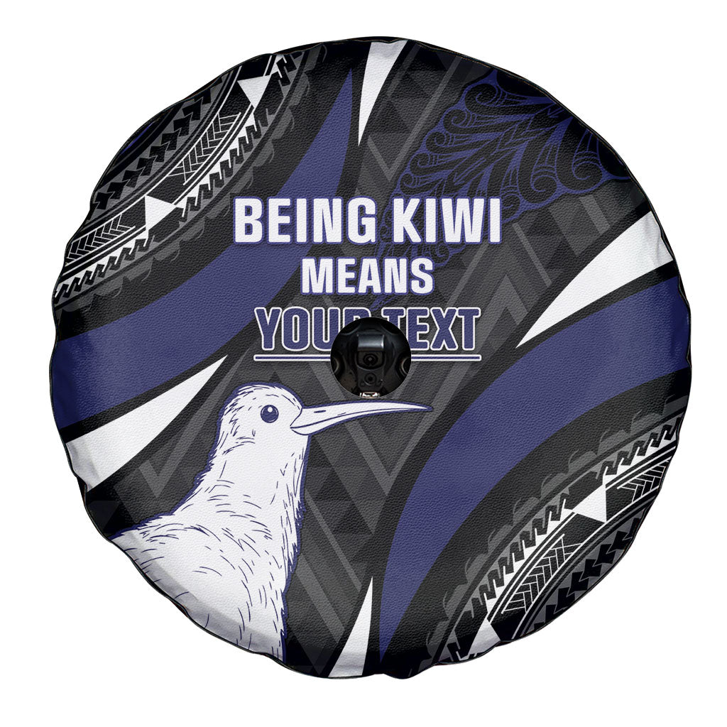 Personalised New Zealand Kiwi Spare Tire Cover Silver Fern Tribal Pattern