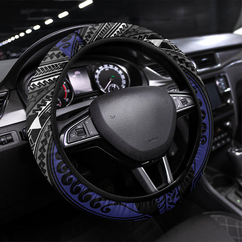 New Zealand Kiwi Steering Wheel Cover Silver Fern Tribal Pattern
