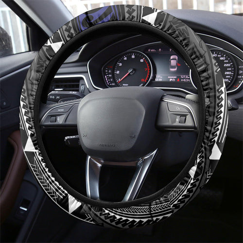 New Zealand Kiwi Steering Wheel Cover Silver Fern Tribal Pattern