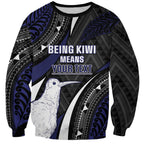 Personalised New Zealand Kiwi Sweatshirt Silver Fern Tribal Pattern