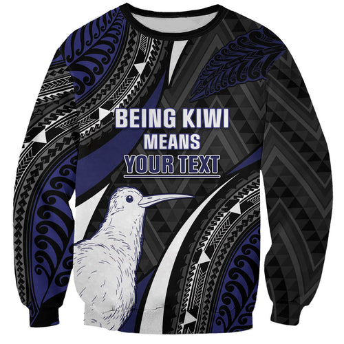 Personalised New Zealand Kiwi Sweatshirt Silver Fern Tribal Pattern