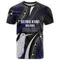 Personalised New Zealand Kiwi T Shirt Silver Fern Tribal Pattern