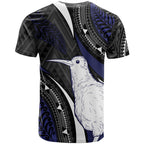 Personalised New Zealand Kiwi T Shirt Silver Fern Tribal Pattern