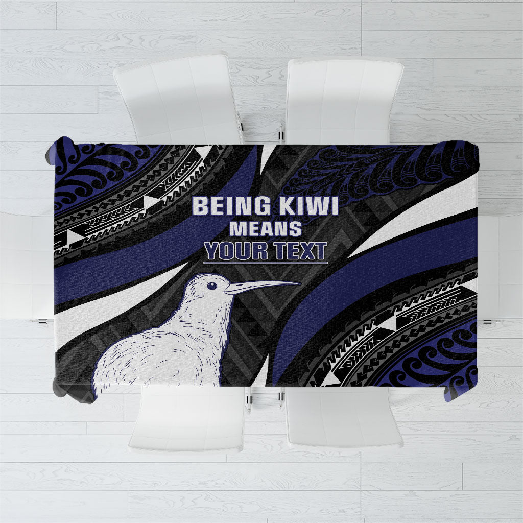 Personalised New Zealand Kiwi Tablecloth Silver Fern Tribal Pattern
