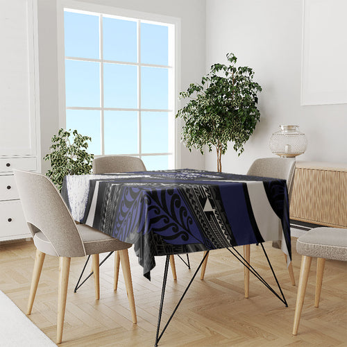 Personalised New Zealand Kiwi Tablecloth Silver Fern Tribal Pattern