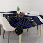 Personalised New Zealand Kiwi Tablecloth Silver Fern Tribal Pattern