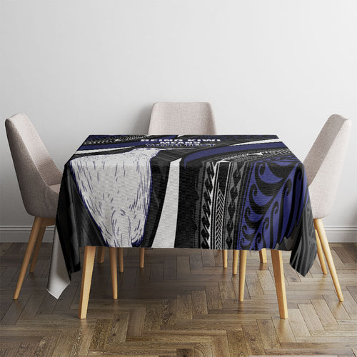 Personalised New Zealand Kiwi Tablecloth Silver Fern Tribal Pattern
