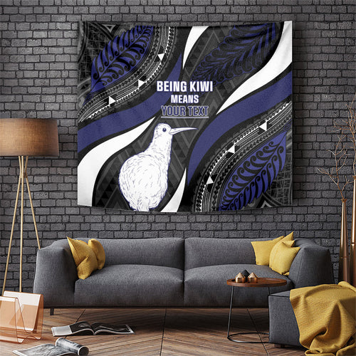 Personalised New Zealand Kiwi Tapestry Silver Fern Tribal Pattern