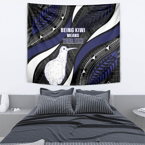 Personalised New Zealand Kiwi Tapestry Silver Fern Tribal Pattern