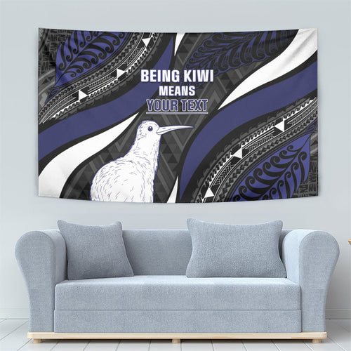Personalised New Zealand Kiwi Tapestry Silver Fern Tribal Pattern