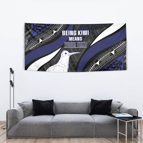 Personalised New Zealand Kiwi Tapestry Silver Fern Tribal Pattern