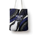 Personalised New Zealand Kiwi Tote Bag Silver Fern Tribal Pattern