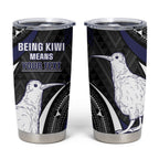 Personalised New Zealand Kiwi Tumbler Cup Silver Fern Tribal Pattern