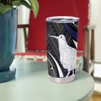 Personalised New Zealand Kiwi Tumbler Cup Silver Fern Tribal Pattern