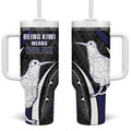 Personalised New Zealand Kiwi Tumbler With Handle Silver Fern Tribal Pattern