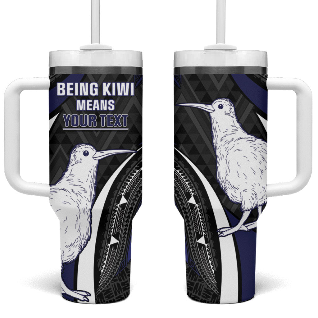 Personalised New Zealand Kiwi Tumbler With Handle Silver Fern Tribal Pattern
