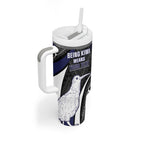 Personalised New Zealand Kiwi Tumbler With Handle Silver Fern Tribal Pattern
