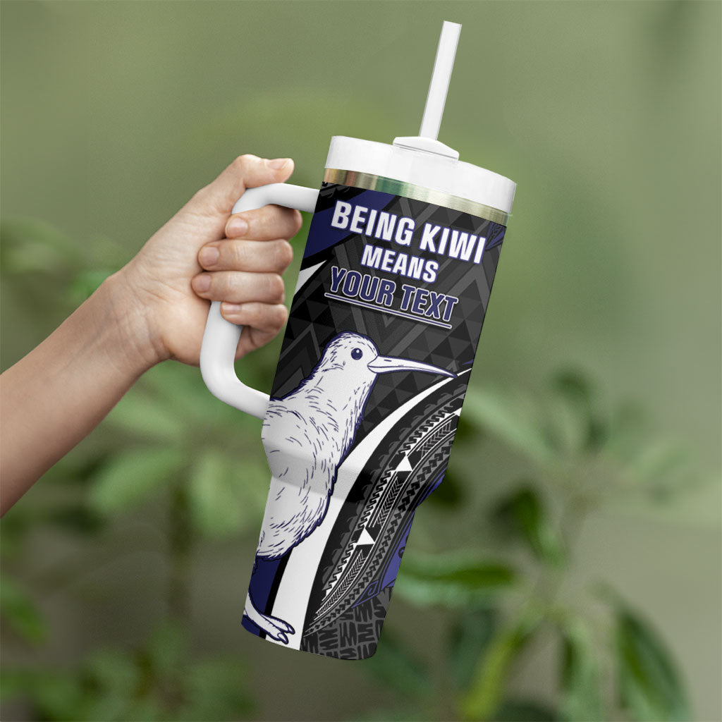Personalised New Zealand Kiwi Tumbler With Handle Silver Fern Tribal Pattern