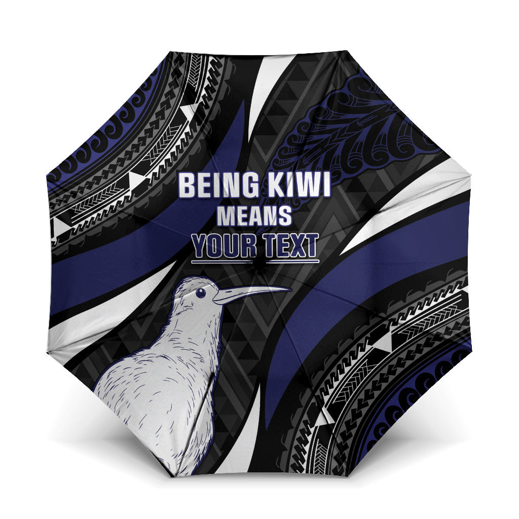 Personalised New Zealand Kiwi Umbrella Silver Fern Tribal Pattern
