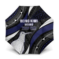 Personalised New Zealand Kiwi Umbrella Silver Fern Tribal Pattern