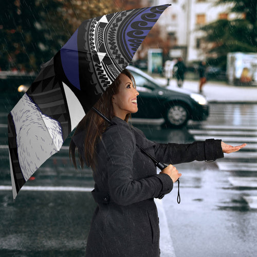 Personalised New Zealand Kiwi Umbrella Silver Fern Tribal Pattern