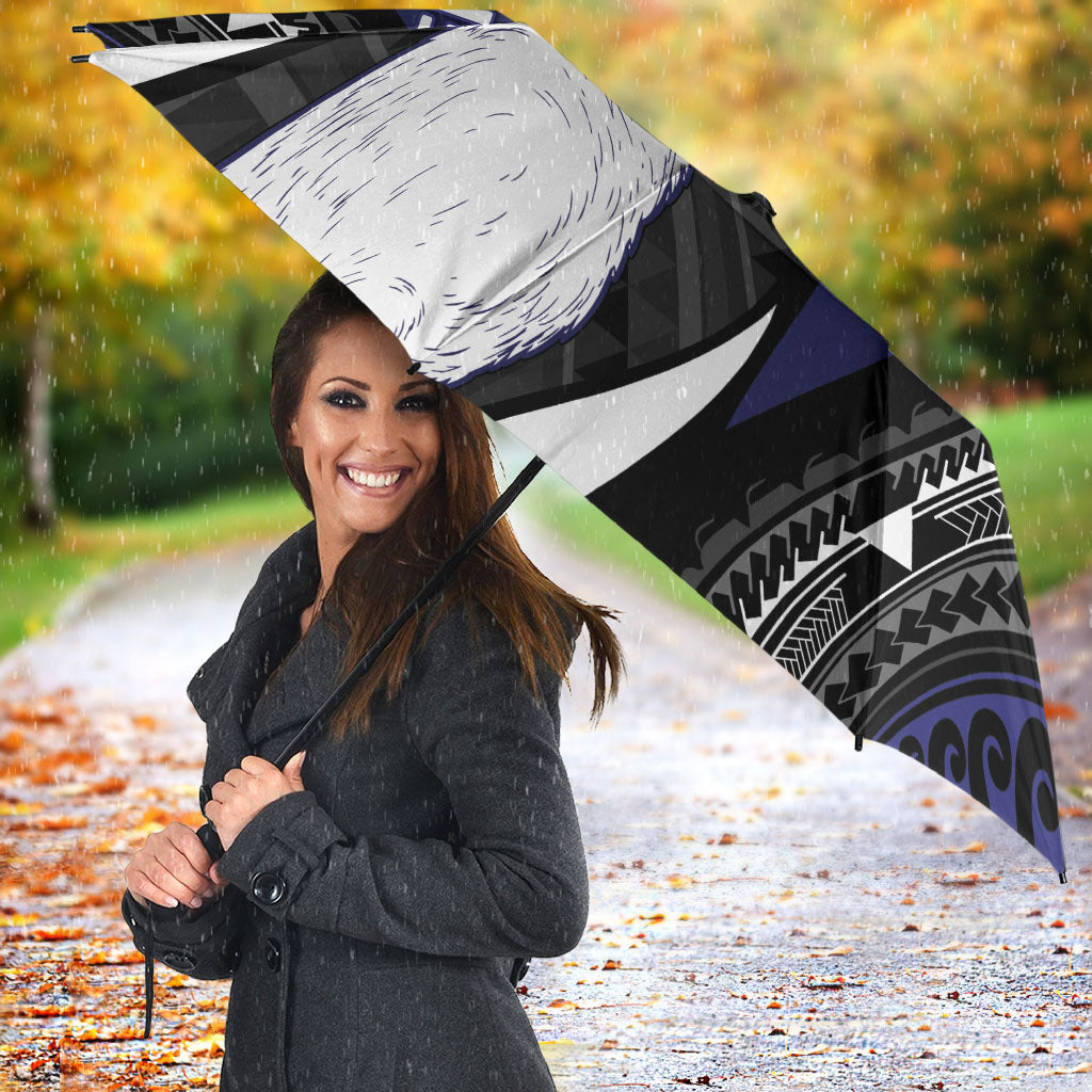 Personalised New Zealand Kiwi Umbrella Silver Fern Tribal Pattern