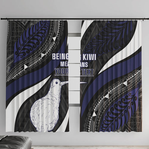 Personalised New Zealand Kiwi Window Curtain Silver Fern Tribal Pattern