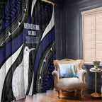 Personalised New Zealand Kiwi Window Curtain Silver Fern Tribal Pattern