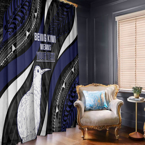 Personalised New Zealand Kiwi Window Curtain Silver Fern Tribal Pattern