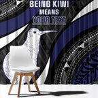 Personalised New Zealand Kiwi Window Curtain Silver Fern Tribal Pattern