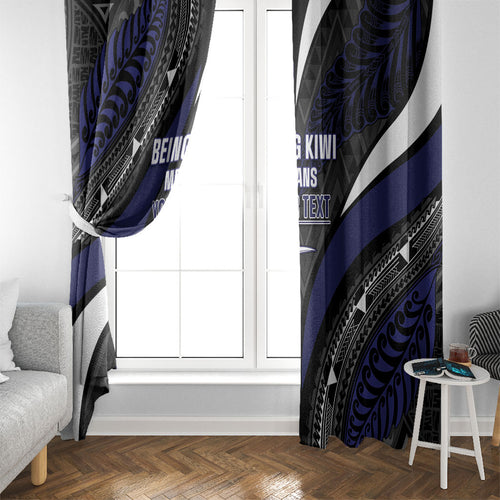 Personalised New Zealand Kiwi Window Curtain Silver Fern Tribal Pattern