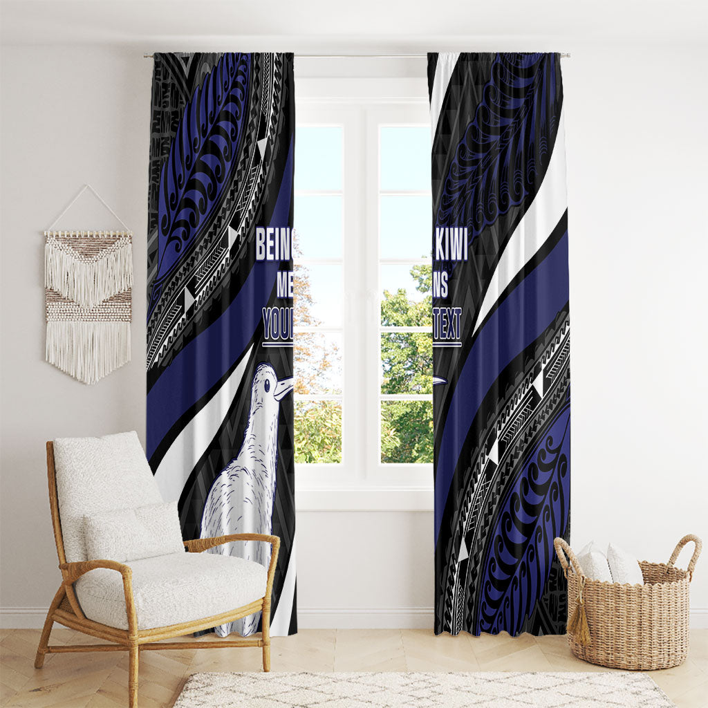 Personalised New Zealand Kiwi Window Curtain Silver Fern Tribal Pattern