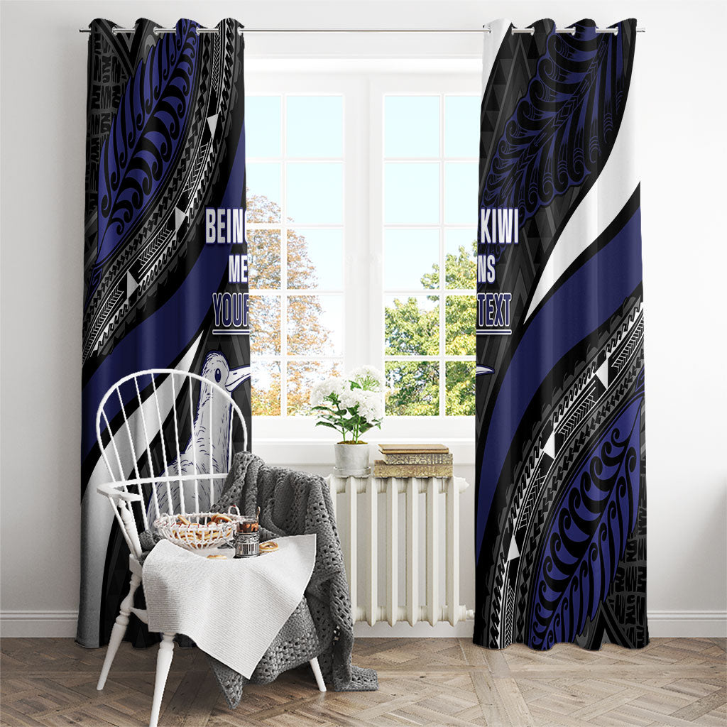 Personalised New Zealand Kiwi Window Curtain Silver Fern Tribal Pattern