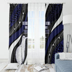 Personalised New Zealand Kiwi Window Curtain Silver Fern Tribal Pattern