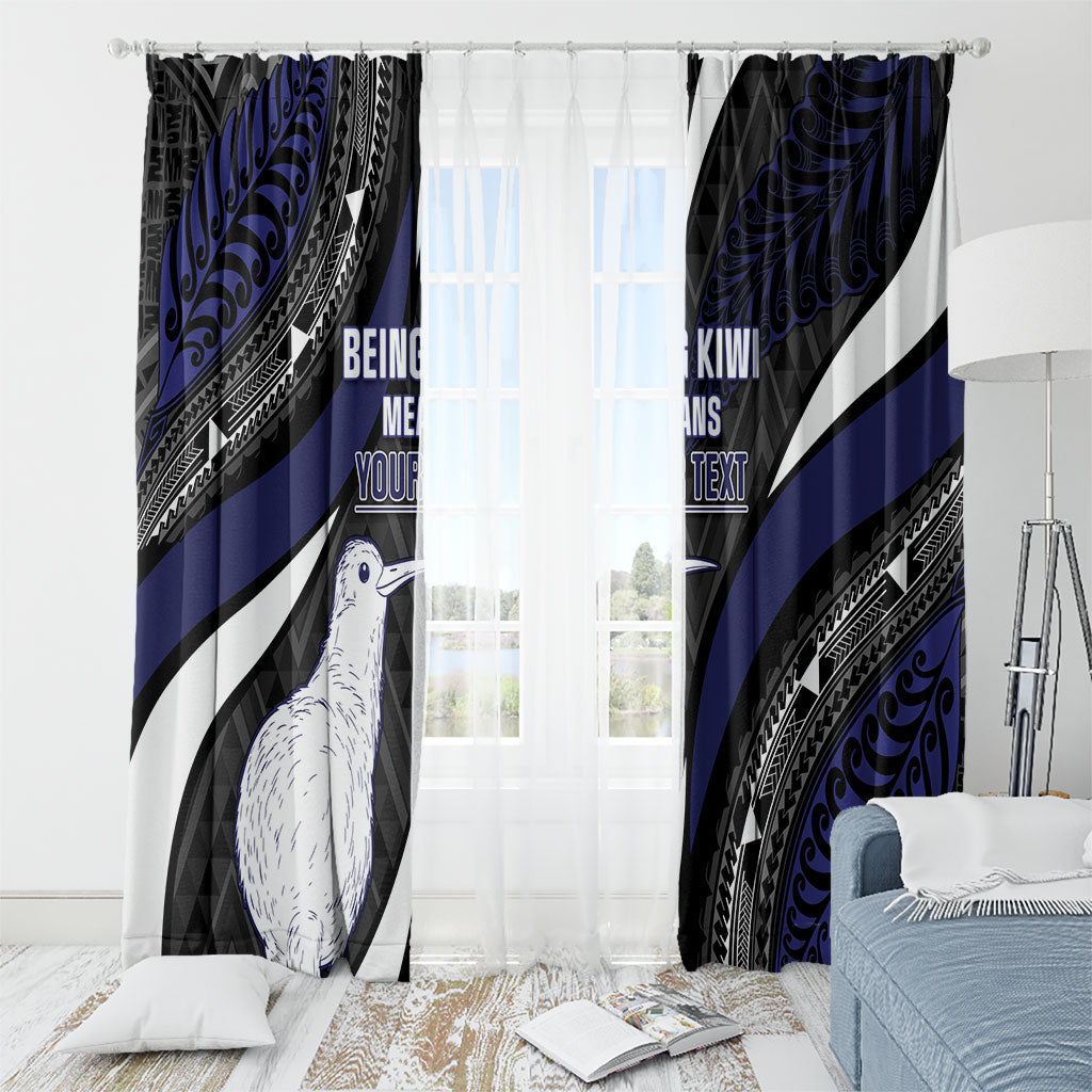Personalised New Zealand Kiwi Window Curtain Silver Fern Tribal Pattern