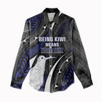 Personalised New Zealand Kiwi Women Casual Shirt Silver Fern Tribal Pattern