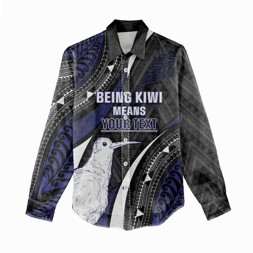 Personalised New Zealand Kiwi Women Casual Shirt Silver Fern Tribal Pattern