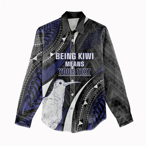 Personalised New Zealand Kiwi Women Casual Shirt Silver Fern Tribal Pattern