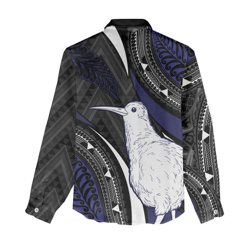Personalised New Zealand Kiwi Women Casual Shirt Silver Fern Tribal Pattern
