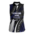 Personalised New Zealand Kiwi Women Sleeveless Polo Shirt Silver Fern Tribal Pattern