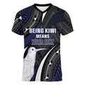 Personalised New Zealand Kiwi Women V-Neck T-Shirt Silver Fern Tribal Pattern