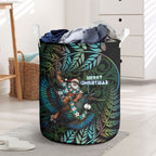 New Zealand Christmas Laundry Basket Santa Riding Tui Bird Silver Fern