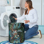 New Zealand Christmas Laundry Basket Santa Riding Tui Bird Silver Fern