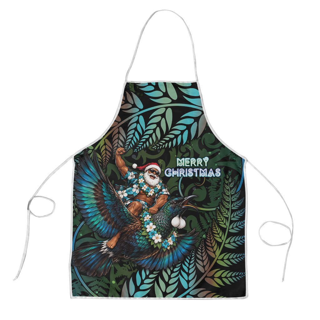 New Zealand Christmas Apron Santa Riding Tui Bird Silver Fern